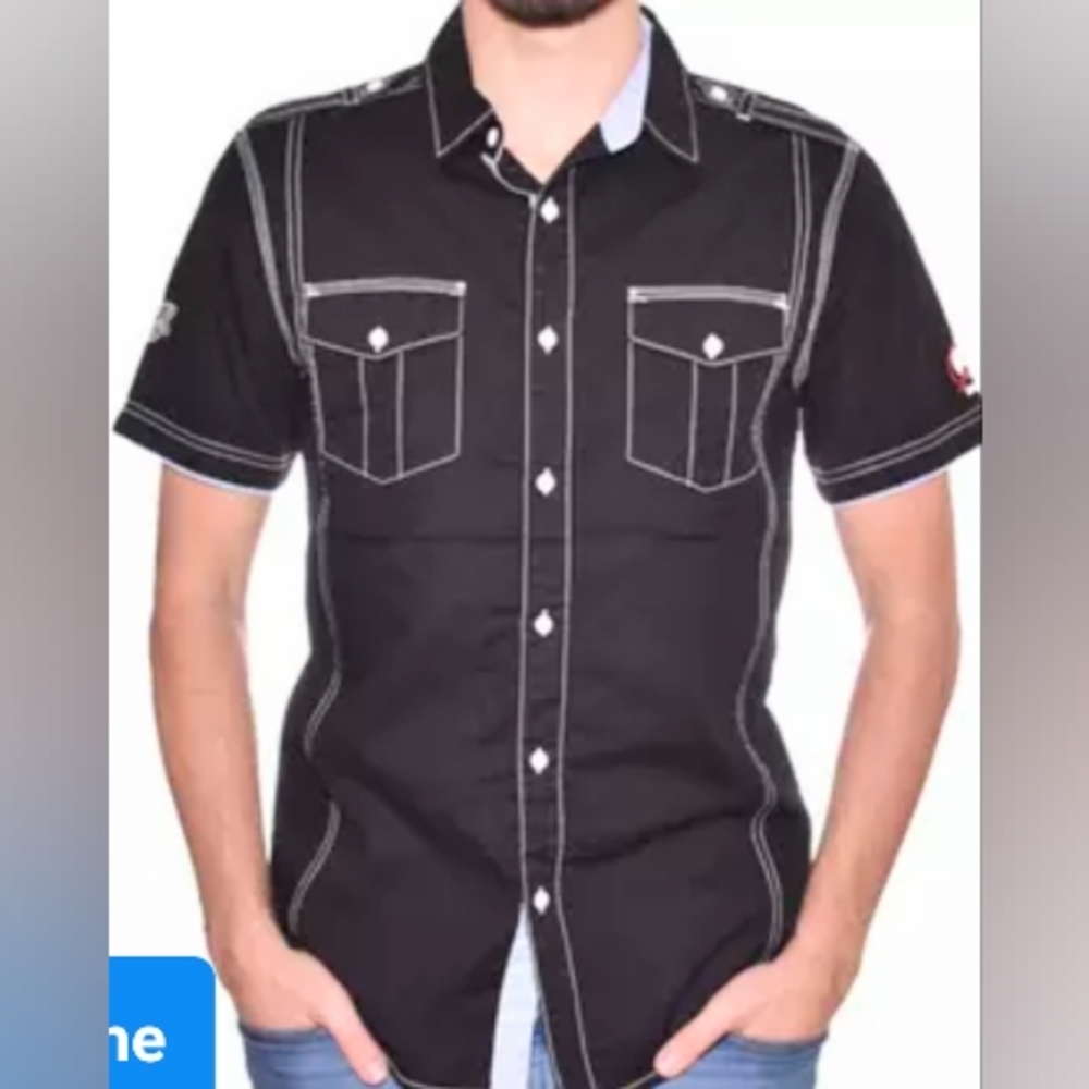 "BlackJack" Young Men's Embroidered Poplin Button Down Shirt
